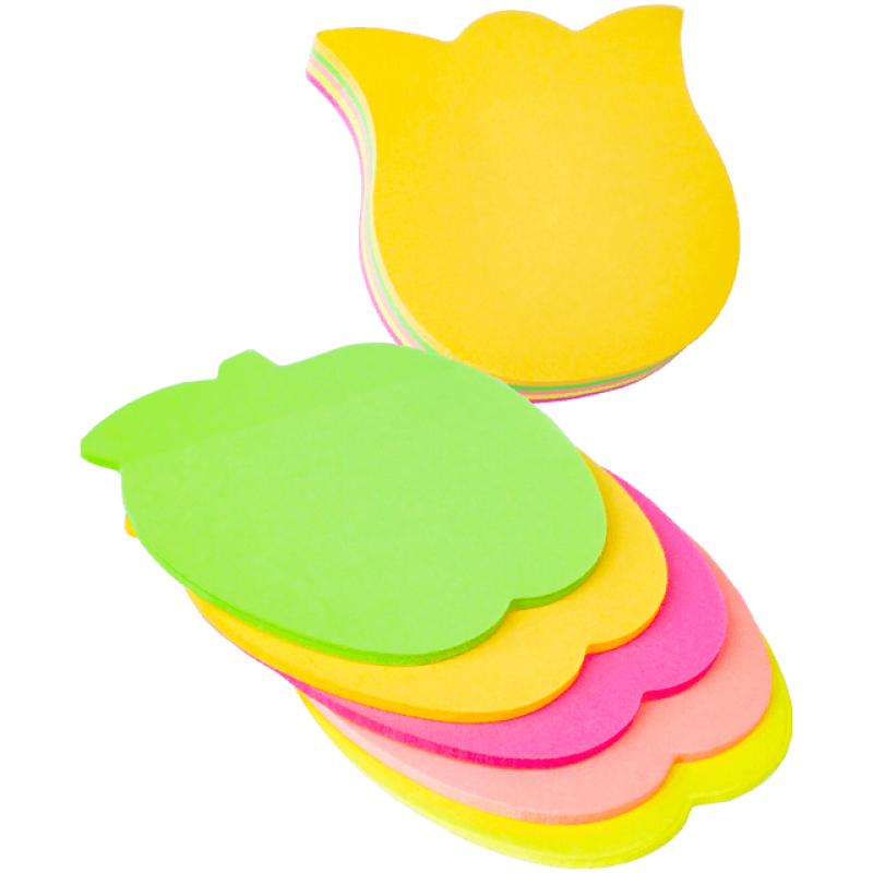 Notes adeziv 7.5 cm, model figurine neon, multicolor, 100 file/set